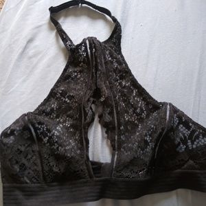 Victorias Secret black lace halter braelette